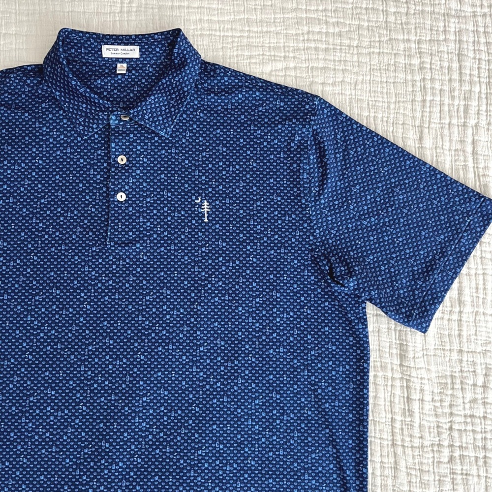 Peter Millar Summer Comfort XL Tree Farm Golf Club Cocktail Martini Print Polo